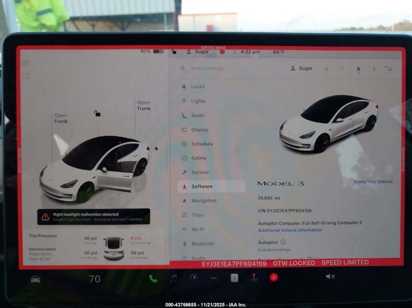 2023 Tesla Model 3 Rear-Wheel Drive VIN: 5YJ3E1EA7PF604159 Lot: 43766655