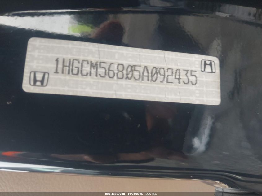 2005 Honda Accord 2.4 Ex VIN: 1HGCM56805A092435 Lot: 43767248