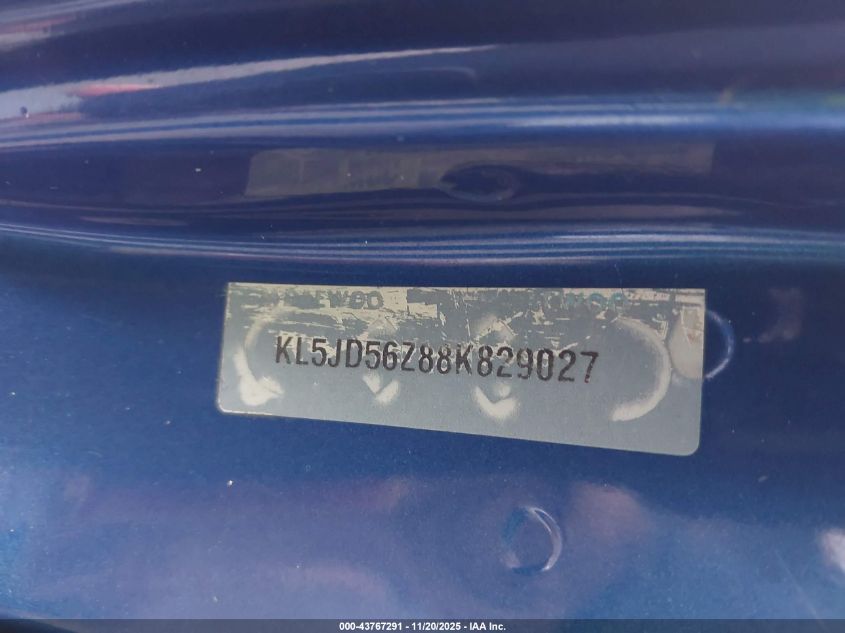 2008 Suzuki Forenza Convenience/Convenience Pkg/Popular VIN: KL5JD56Z88K829027 Lot: 43767291