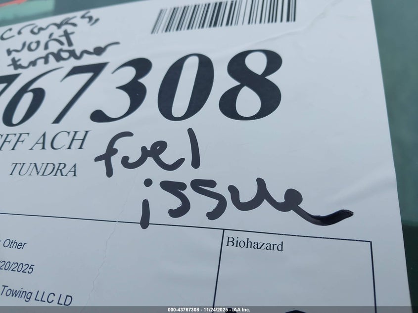 2008 Toyota Tundra Sr5 5.7L V8 VIN: 5TFBV54198X077043 Lot: 43767308