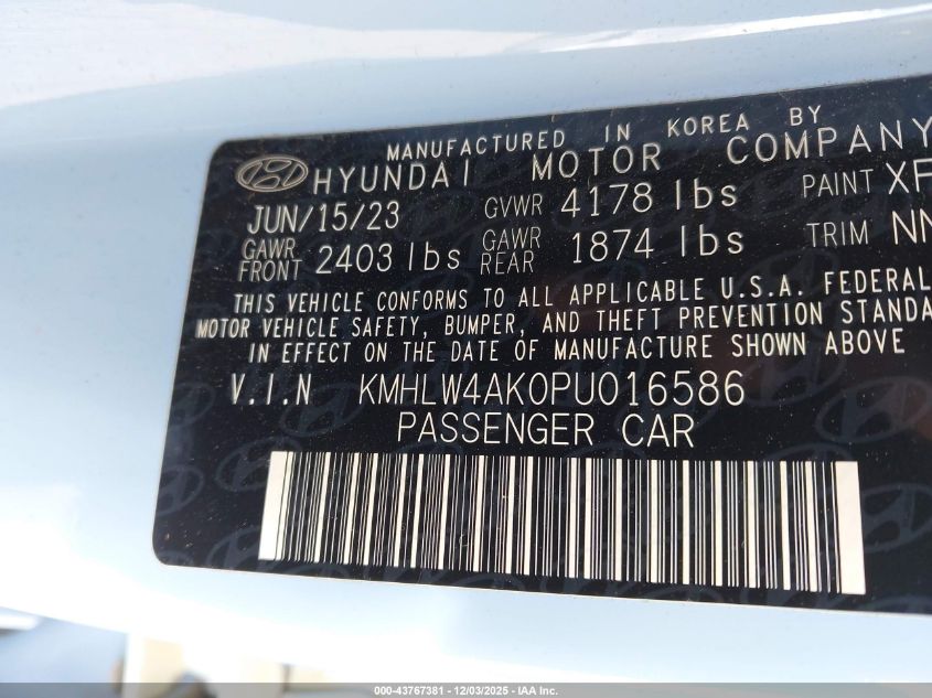 2023 Hyundai Elantra N VIN: KMHLW4AK0PU016586 Lot: 43767381