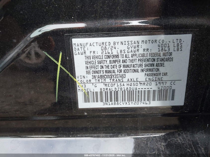 3N1AB8CVXSY207463 2025 NISSAN SENTRA photo no. 9
