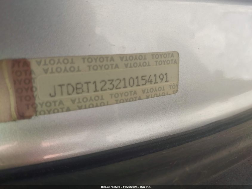2001 Toyota Echo VIN: JTDBT123210154191 Lot: 43767539