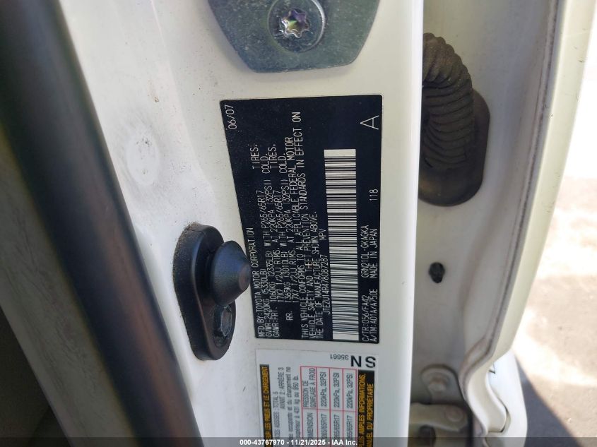 2007 Toyota 4Runner Sr5 V6 VIN: JTEZU14R478087287 Lot: 43767970