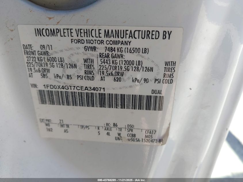 2018 Ford F-450 Chassis Xl VIN: 1FD0W4HTXJEB49875 Lot: 43768289