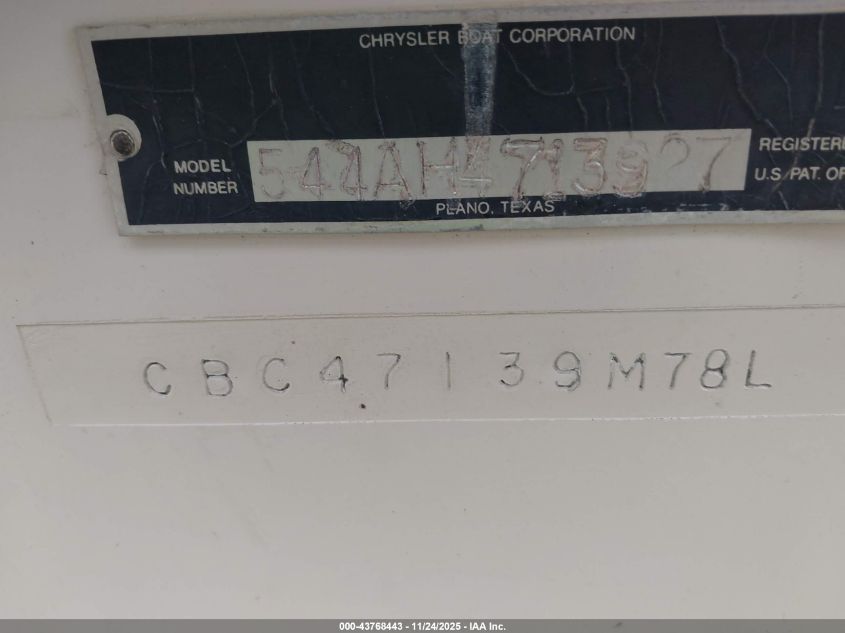 1978 Chrysler Unknown VIN: CBC47139M78L Lot: 43768443