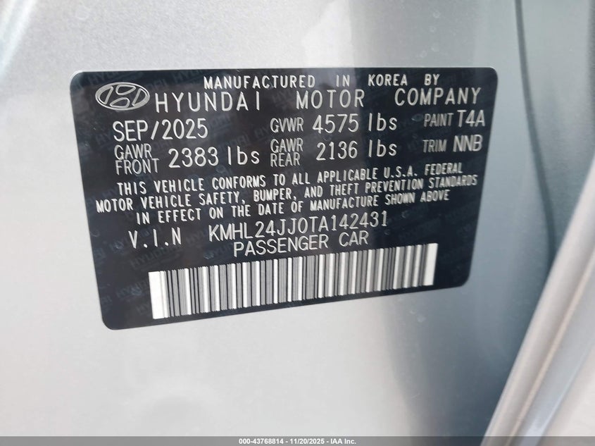 KMHL24JJ0TA142431 2026 HYUNDAI SONATA photo no. 5