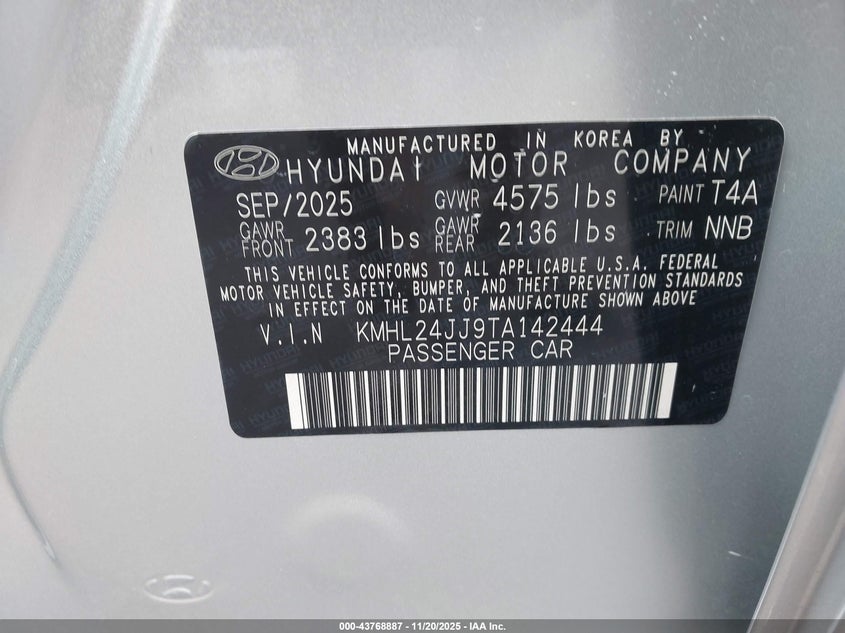 KMHL24JJ9TA142444 2026 HYUNDAI SONATA photo no. 5