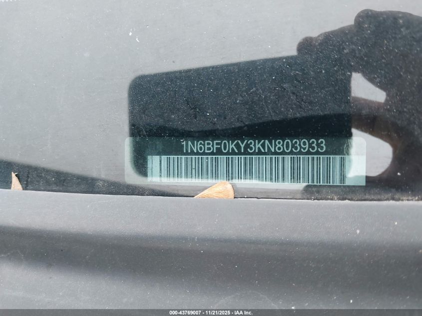 2019 Nissan Nv Cargo Nv2500 Hd S V6 VIN: 1N6BF0KY3KN803933 Lot: 43769007