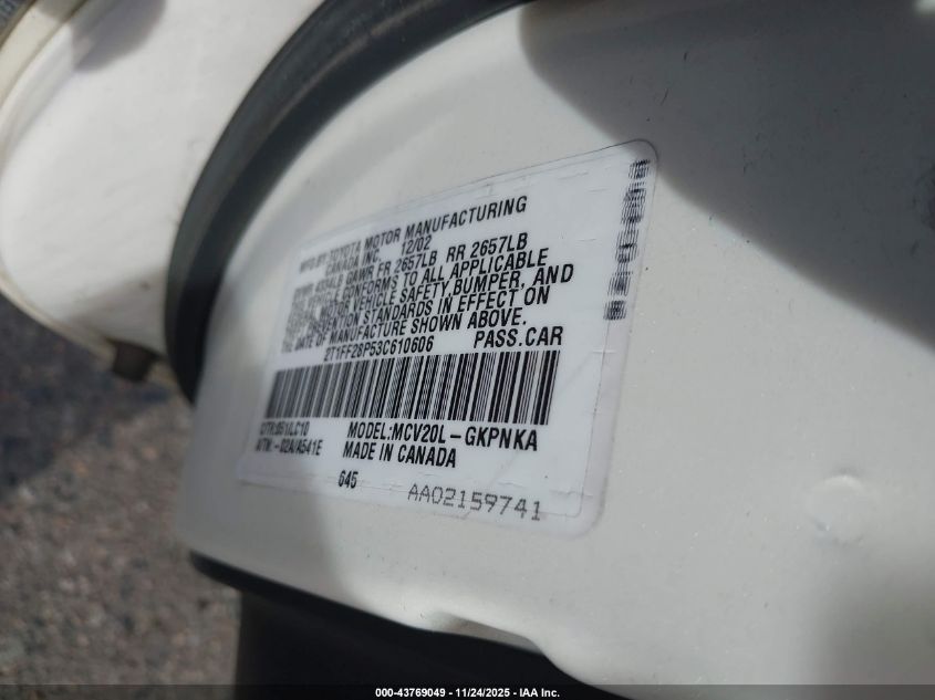 2003 Toyota Camry Solara Sle V6 VIN: 2T1FF28P53C610606 Lot: 43769049