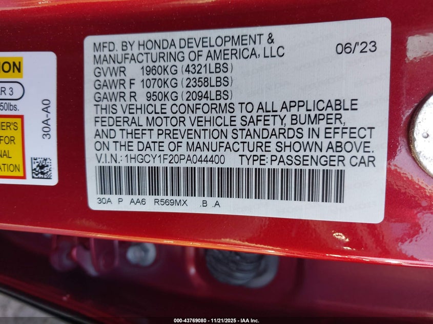 1HGCY1F20PA044400 2023 HONDA ACCORD photo no. 9