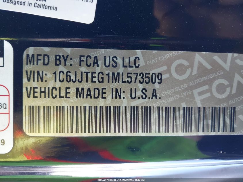 2021 Jeep Gladiator Mojave 4X4 VIN: 1C6JJTEG1ML573509 Lot: 43769388