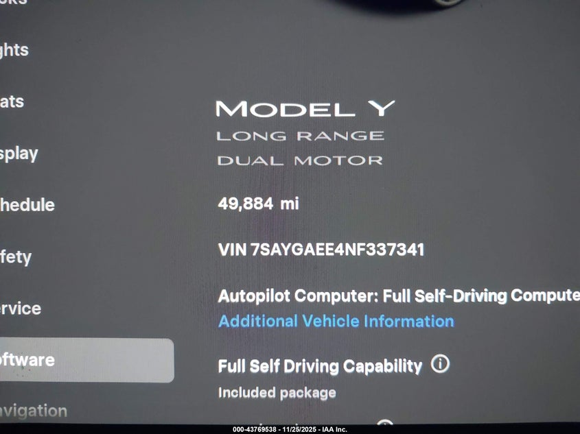 2022 Tesla Model Y Long Range Dual Motor All-Wheel Drive VIN: 7SAYGAEE4NF337341 Lot: 43769538