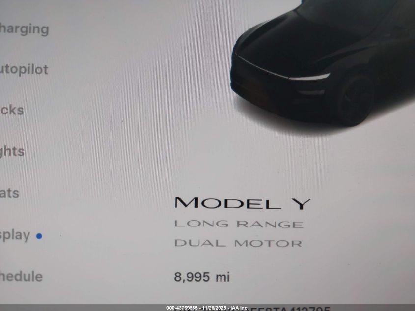 2026 Tesla Model Y Long Range Dual Motor All-Wheel Drive/Long Range Launch Series VIN: 7SAYGDEE8TA412795 Lot: 43769555