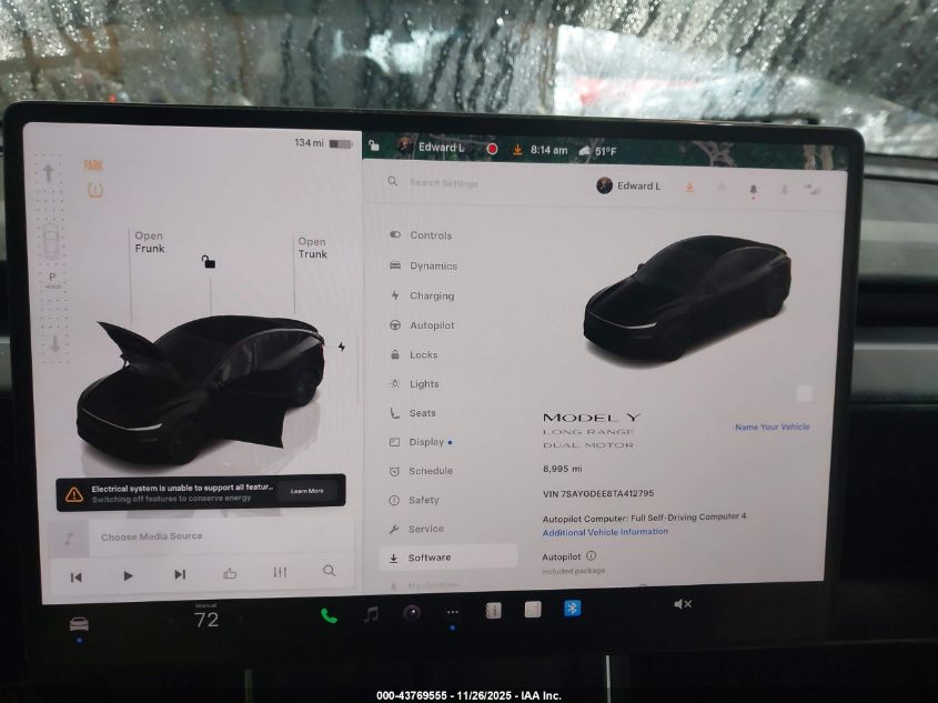 2026 Tesla Model Y Long Range Dual Motor All-Wheel Drive/Long Range Launch Series VIN: 7SAYGDEE8TA412795 Lot: 43769555