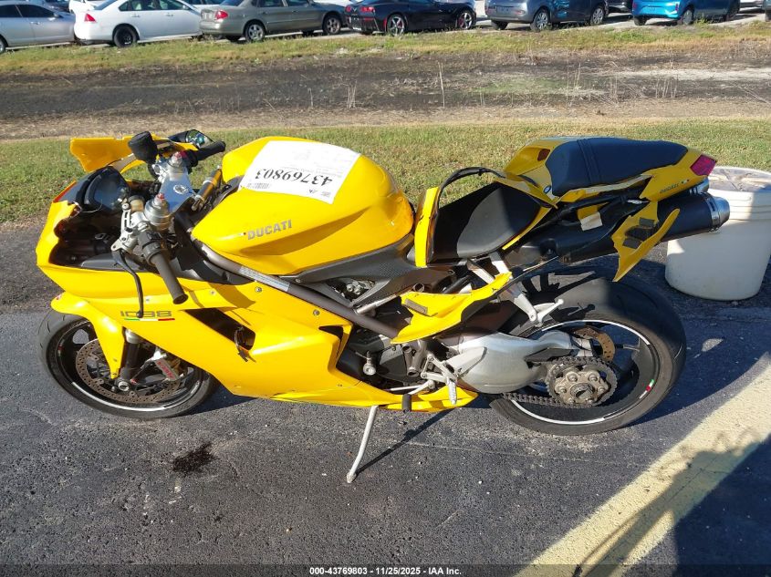 2008 Ducati 1098 S VIN: ZDM1XBEW28B018108 Lot: 43769803