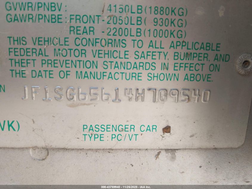 2004 Subaru Forester 2.5Xs VIN: JF1SG65614H709540 Lot: 43769940