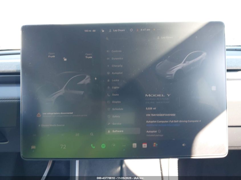 2026 Tesla Model Y Long Range Dual Motor All-Wheel Drive/Long Range Launch Series VIN: 7SAYGDEE8TA401988 Lot: 43770010