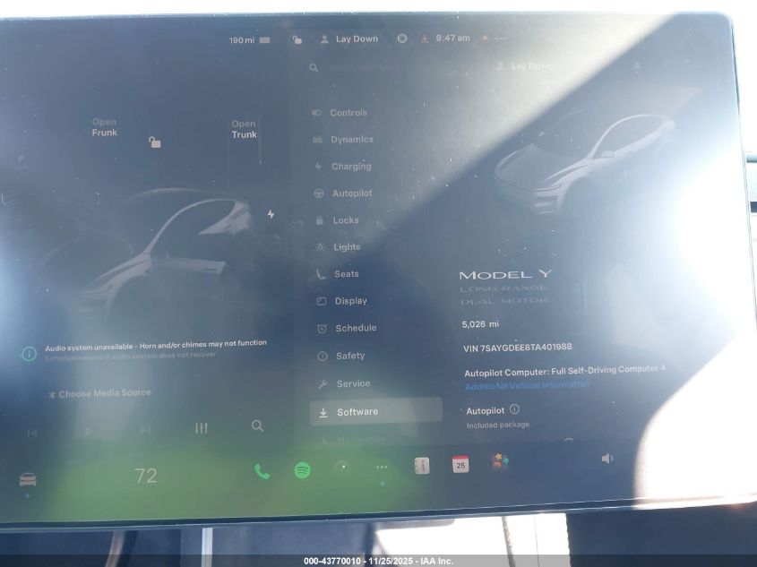 2026 Tesla Model Y Long Range Dual Motor All-Wheel Drive/Long Range Launch Series VIN: 7SAYGDEE8TA401988 Lot: 43770010