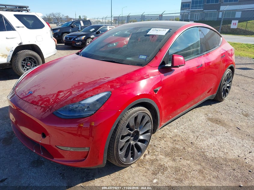 2023 Tesla Model Y Performance Dual Motor All-Wheel Drive VIN: 7SAYGDEF4PF777542 Lot: 43770211