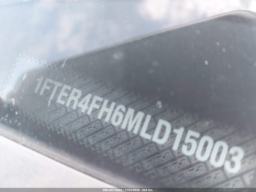 2021 Ford Ranger Lariat VIN: 1FTER4FH6MLD15003 Lot: 43770443