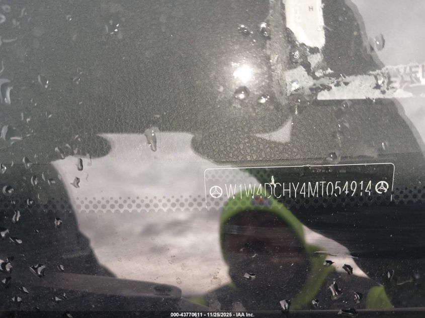 2021 Mercedes-Benz Sprinter 2500 High Roof I4 Diesel VIN: W1W4DCHY4MT054914 Lot: 43770611