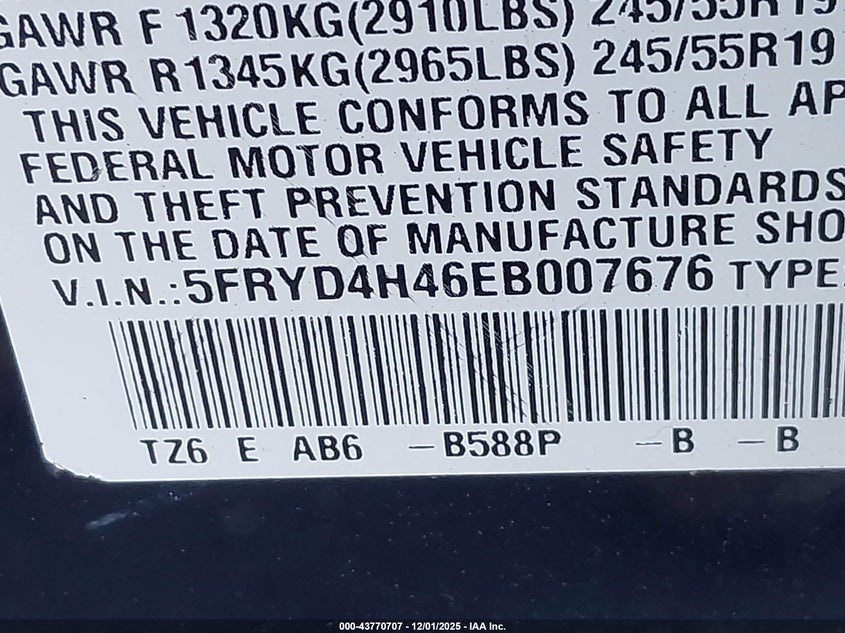 5FRYD4H46EB007676 2014 ACURA MDX photo no. 9