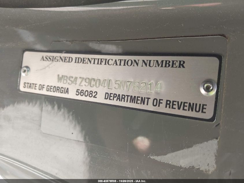 2020 BMW M4 VIN: WBS4Z9C04L5N76214 Lot: 43770785