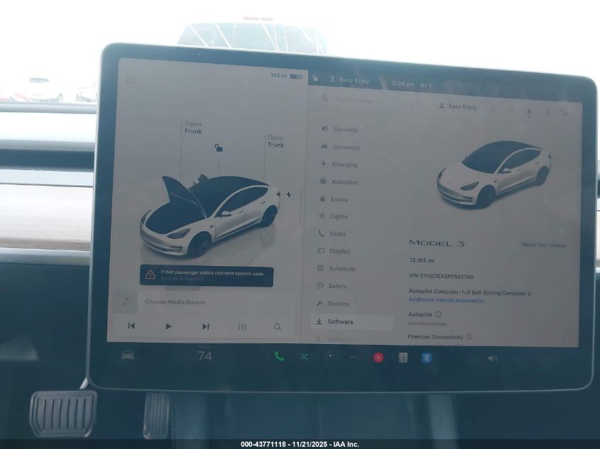 2023 Tesla Model 3 Rear-Wheel Drive VIN: 5YJ3E1EA2PF582748 Lot: 43771118