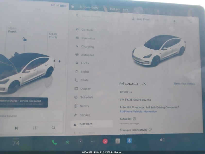 2023 Tesla Model 3 Rear-Wheel Drive VIN: 5YJ3E1EA2PF582748 Lot: 43771118