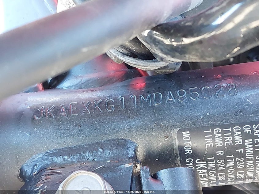 2021 Kawasaki Ex400 VIN: JKAEXKG11MDA95028 Lot: 43771133