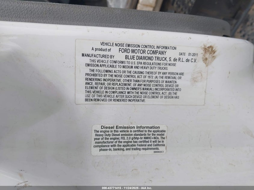 2011 Ford F-650 Xl/Xlt VIN: 3FRNF6FBXBV462191 Lot: 43771415