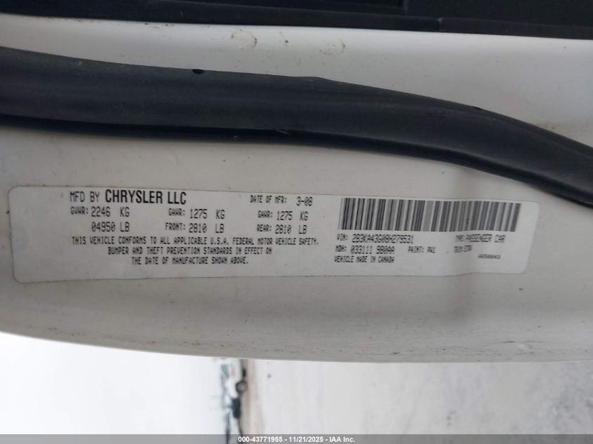 2008 Dodge Charger VIN: 2B3KA43G08H279531 Lot: 43771955