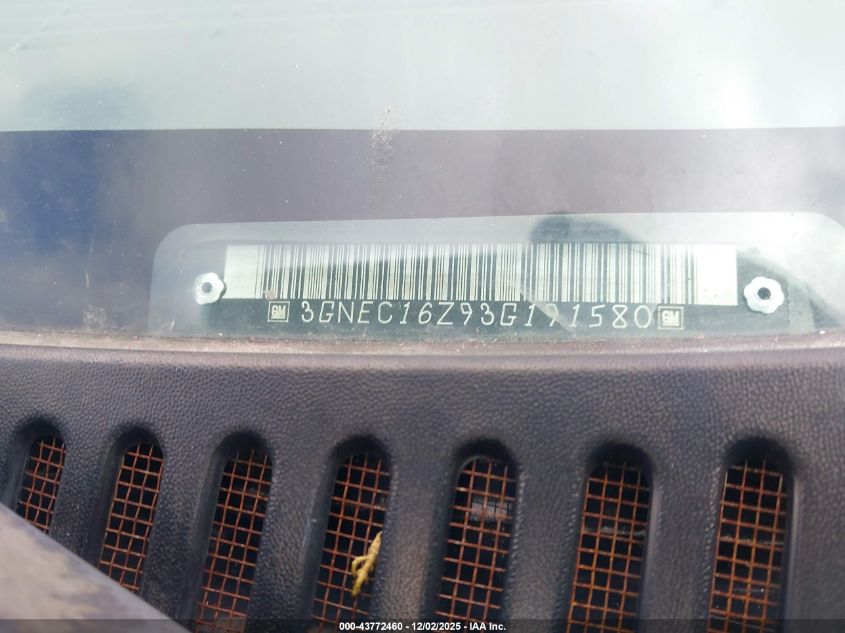 2003 Chevrolet Suburban 1500 Ls VIN: 3GNEC16Z93G191580 Lot: 43772460