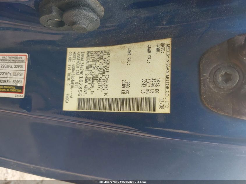 2009 Nissan Altima 2.5 S VIN: 1N4AL24E29C162856 Lot: 43772739