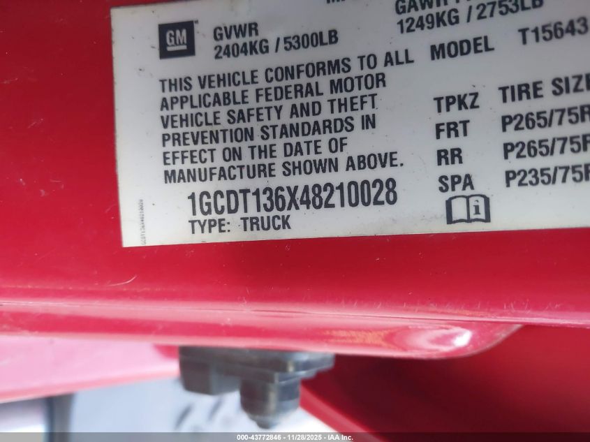 2004 Chevrolet Colorado Ls VIN: 1GCDT136X48210028 Lot: 43772846