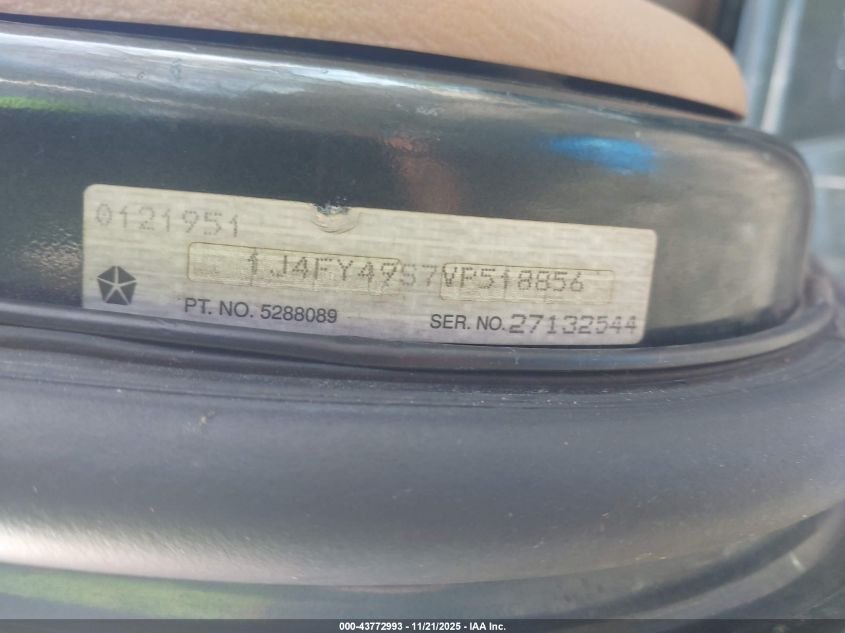 1997 Jeep Wrangler Sahara VIN: 1J4FY49S7VP518856 Lot: 43772993