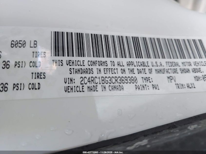 2012 Chrysler Town & Country Touring VIN: 2C4RC1BG3CR369380 Lot: 43773263