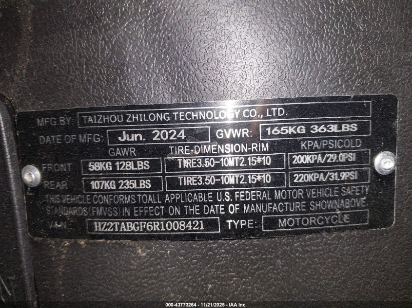 2024 Ic Corporation 100 VIN: HZ2TABGF6R1008421 Lot: 43773264