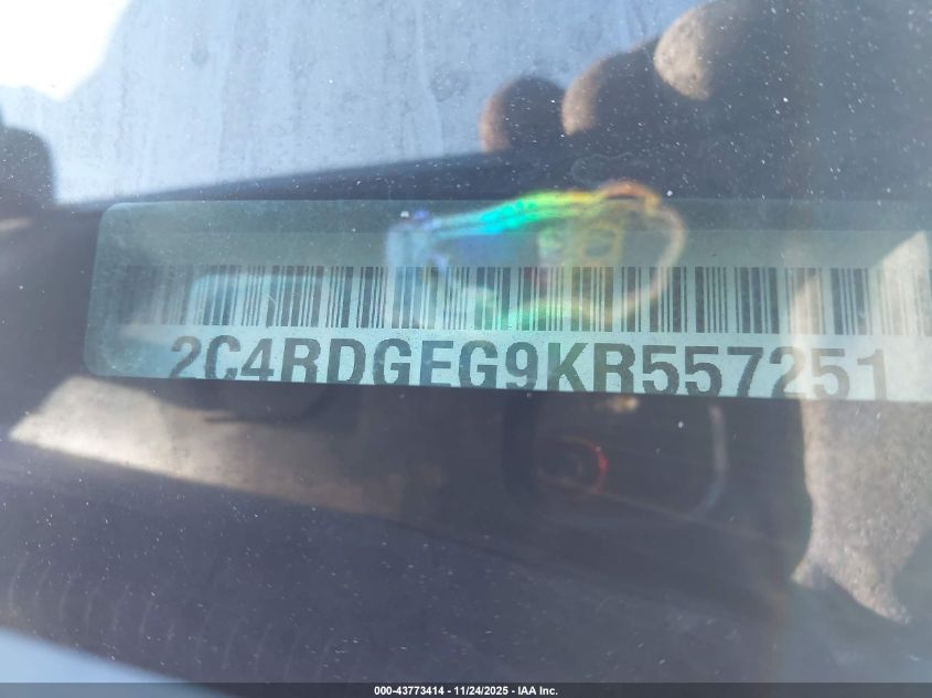 2019 Dodge Grand Caravan Gt VIN: 2C4RDGEG9KR557251 Lot: 43773414