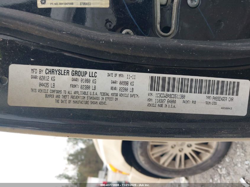 2012 Dodge Caliber Se VIN: 1C3CDWBA9CD511380 Lot: 43773508