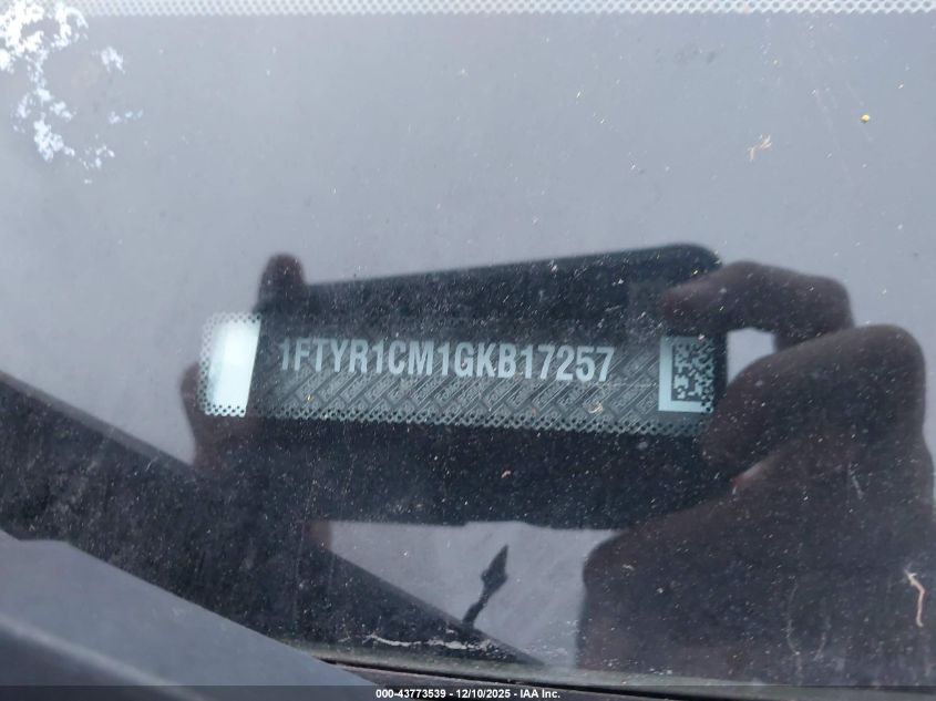 2016 Ford Transit-250 VIN: 1FTYR1CM1GKB17257 Lot: 43773539
