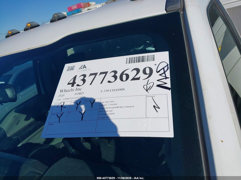 2020 Ford F-350 Chassis Xl VIN: 1FDRF3G63LEC30121 Lot: 43773629