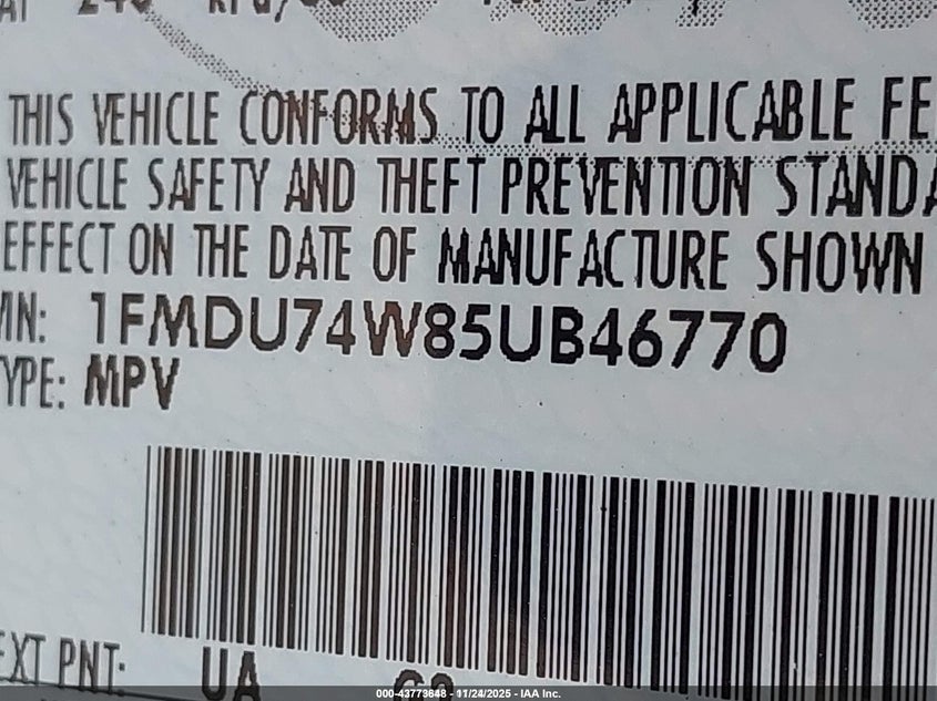 2005 Ford Explorer Eddie Bauer VIN: 1FMDU74W85UB46770 Lot: 42779888