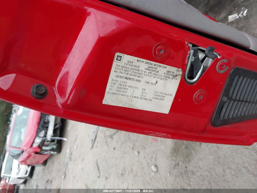 1998 GMC Sierra 1500 Sl Wideside VIN: 1GTEC14R2WZ510432 Lot: 43773687