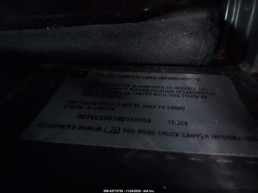 2009 GMC Sierra 1500 Sle VIN: 3GTEC23J19G180059 Lot: 43773730