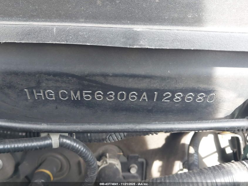 2006 Honda Accord 2.4 Se VIN: 1HGCM56306A128680 Lot: 43774041