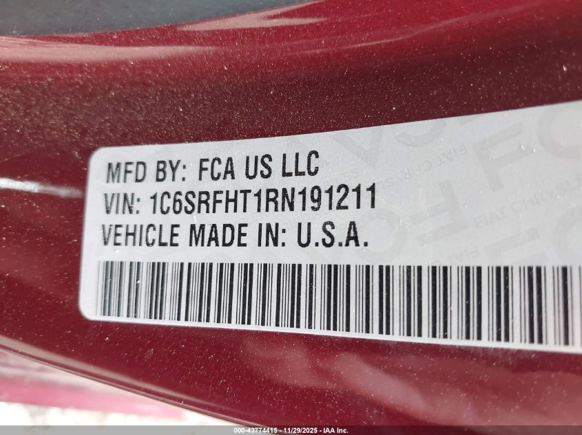 2024 Ram 1500 Limited 4X4 5'7 Box VIN: 1C6SRFHT1RN191211 Lot: 43774415