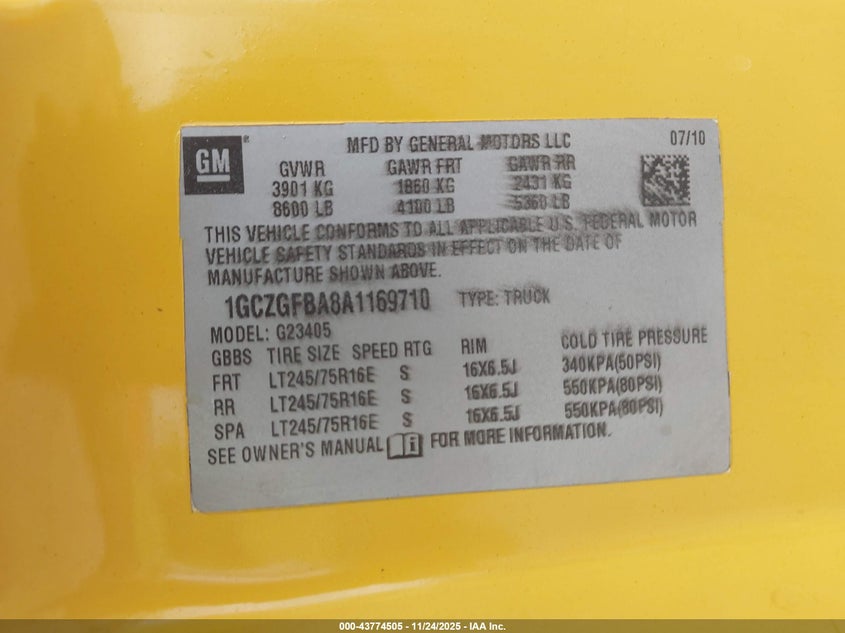 2020 GMC Savana Cargo Rwd 2500 Regular Wheelbase Work Van VIN: 1GTW7AFGOL1252152 Lot: 43774505