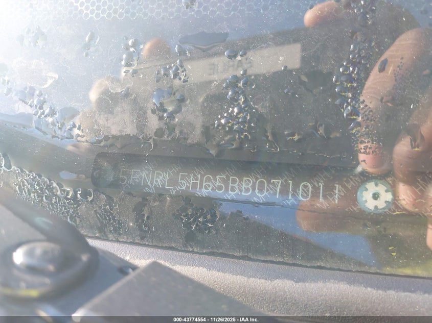 2011 Honda Odyssey Ex-L VIN: 5FNRL5H65BB071011 Lot: 43774554